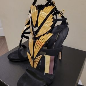 Giuseppe Zanotti Suede Black/Gold, Size 8.5